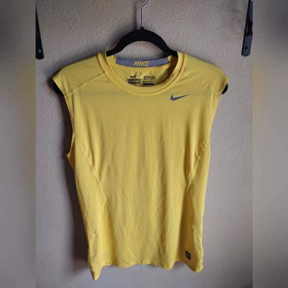 Nike Other - Nike Pro Combat Men's Yellow Dri-Fit Fitted Athletic Tank Top Sz S-Workout Wear